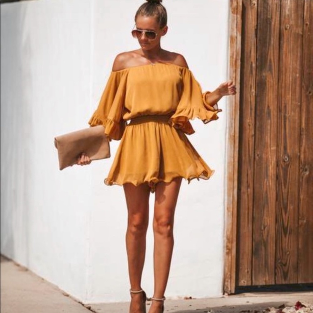 Off The Shoulder Chiffon Romper